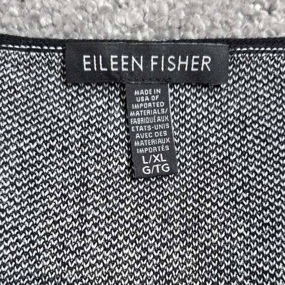 Eileen Fisher Black White Tencel Lyocell Boxy Knit Short Sleeve Top Lagenlook - Picture 8 of 9